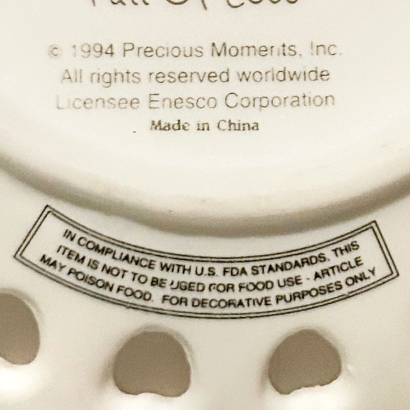 Vintage 1994 Precious Moments Miniature Ceramic Decorative Plate March Flowers - Picture 5 of 10